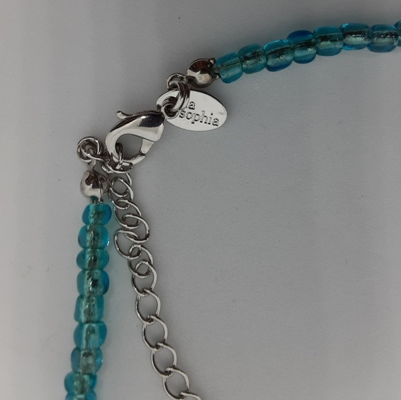 Lia Sophia Tiny Bead Necklace Aqua Blue 19 in - Picture 3 of 4